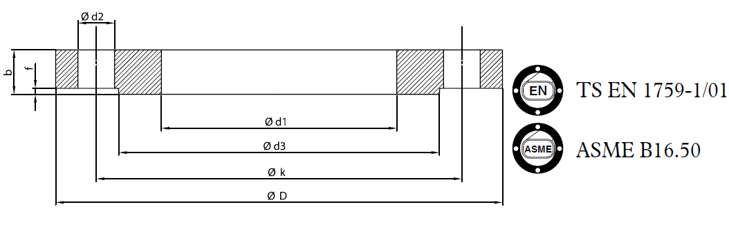 Class 150 RF Flat Flange (ASME B16.5)